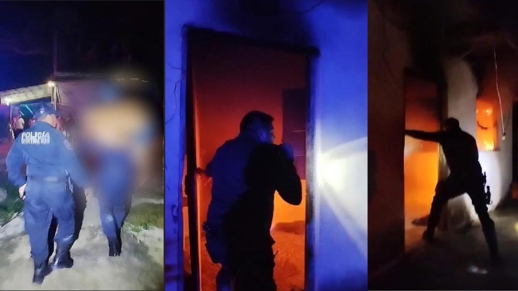 Policías de Cancún rescatan a hombre atrapado en&nbsp;incendio